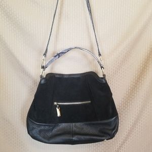 B. Makowsky suede & snakeskin handbag